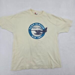 VTG 80s Taku Glacier Air Travel Destination Shirt Sz XL Signal Tag Single Stitch
